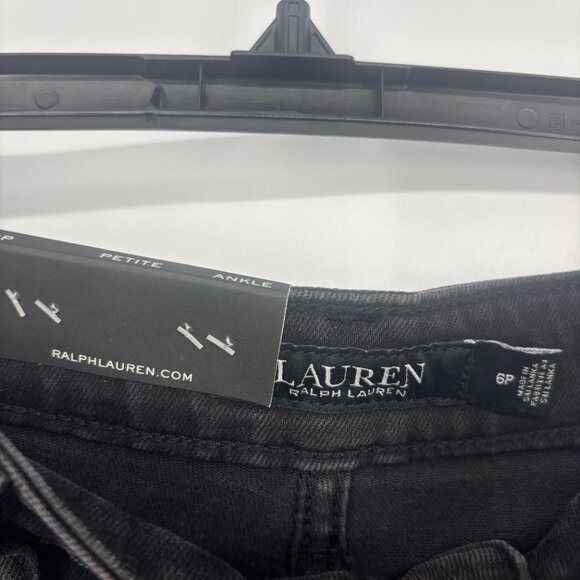 LAUREN Ralph Lauren Women's High-Rise Super-Slim Ankle Jeans Black Size 6P NWT - Picture 4 of 5